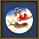 Saikosha - #023-03 Santa and reindeer (Framed Cloisonné ware) - Free Shipping