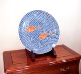 Fujii Kinsai Arita Japan - Somenishiki Kinsai Seigaiha Tai ornament plate 46.00 mm - Free Shipping