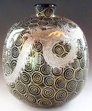 Fujii Kinsai Arita Japan - Tenmokuyu Platinum & Gold Rise Dragon Vase 24.50 cm - Free Shipping