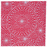 Isamonyou -  Double-Sided Dyeing Kiku (Chrysanthemum) Red/Light Blue - Furoshiki (Japanese Wrapping Cloth) 48 x 48 cm