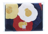 Koetsu Chirimen Yuzen - Tsubaki (Camellia)  - Furoshiki  70 x 70 cm