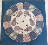 Maruwa - Imari Gourd plate Navy  伊万里 綿風呂敷 約100cm 【ひょうたん絵皿】紺　- Furoshiki  100 x 100 cm  (Japanese Wrapping Cloth)