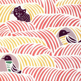 Kata Kata - Neko to Tori (Cats and birds) Pink ねこととり ピンク- Furoshiki   70 x 70 cm