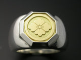 Saito - 18Kt Gold Family Crest - Octagon shape Ring Silver 925