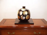 Fujii Kinsai Arita Japan - Tenmokuyu Gold & Platinum Rabbit Vase 24.50 cm - Free Shipping