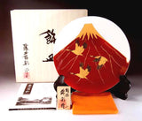 Fujii Kinsai Arita Japan - Shinshayu Kinsai Mt. Fuji & Crain Ornamental plate 26.50 cm - Free Shipping