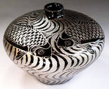 Fujii Kinsai Arita Japan - Tenmokuyu Platinum Ryusui Monyou Carp Vase 14.90 cm - Free Shipping