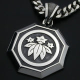 Saito - Family Crest Type - Octagon shape Pendant top Silver 925 Size XL