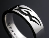 Saito - Buddha in Sanskrit Characters w/ Tribal Slim Silver Ring
