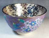 Fujii Kinsai Arita Japan - Somenishiki platinam Seigaiha SakuraTea cup for Tea ceremony - Free Shipping