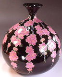 Fujii Kinsai Arita Japan - Tenmokuyu Kinsai Sakura vase 25.50 cm  - Free Shipping