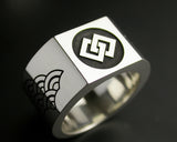 Saito - Kamon (Family Crest Emblem) Silver ring (Silver 925) with Edo Komon pattern