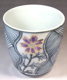 Fujii Kinsai Arita Japan - Somenishiki Kinsai Cosmos Japanese Tea Cup  (Yunomi) - Free shipping