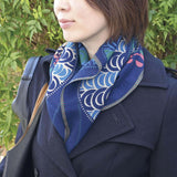 Hitsuji no Atelier - Peacock  103 X 103 cm   100% Wool   (Japanese Wrapping Cloth)