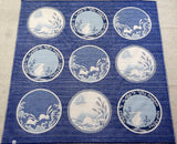 Maruwa - Rabbit picture-painted plate (Navy)　伊万里 綿風呂敷 約100cm 【うさぎ絵皿】　紺　 - Furoshiki (Japanese Wrapping Cloth) 100 x 100 cm