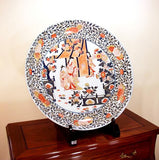 Fujii Kinsai Arita Japan - Reproduced Koimari Somenishiki Kinsai Karakusa wari Genroku beauty Ornamental plate 61.50 cm - Free Shipping