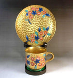 Fujii Kinsai Arita Japan - Somenishiki Golden Sakura Cup & Saucer #1 - Free Shipping