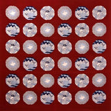 Maruwa - Imari Komon Ezara Vermilion 伊万里 綿 風呂敷 約100cm 【小紋絵皿】朱　- Furoshiki 100 x 100 cm