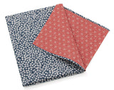 Copy of Komon - Double-Sided Dyeing - Kozakura x Asanoha (Blue x Red) 青×赤 105 x 105 cm  - Furoshiki (Japanese Wrapping Cloth)