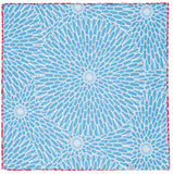 Isamonyou -  Double-Sided Dyeing Kiku (Chrysanthemum) Red/Light Blue - Furoshiki (Japanese Wrapping Cloth) 48 x 48 cm