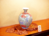 Fujii Kinsai Arita Japan - Somenishiki Kinsai Kikko Montou Sagi & Plum Vase 42.50 cm  - Free Shipping