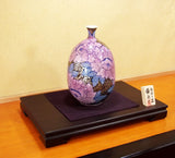 Fujii Kinsai Arita Japan - Somenishiki Kokuyu Platinum Yurikou Peony Vase 27.50 cm - Free Shipping