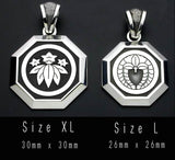 Saito - Family Crest Type - Octagon shape Pendant top Silver 925 Size XL