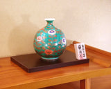 Fujii Kinsai Arita Japan - Somenishiki  Kinsai Chrysanthemum & Peony Vase 17.50 cm - Free Shipping