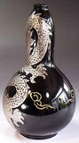 Fujii Kinsai Arita Japan - Tenmokuyu Gold & Platinum Rise Dragon vase 23.20 cm  - Free Shipping