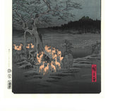 Utagawa Hiroshige - No.118 Kitsunebi on New Year's Night under the Enoki Tree near Ōji  王子装束えの木　大晦日の狐火 - One hundred Famous View of Edo - Free shipping