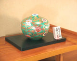 Fujii Kinsai Arita Japan - Somenishiki  Kinsai Chrysanthemum & Peony Vase 14.50 cm - Free Shipping