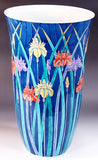 Fujii Kinsai Arita Japan - Somenishiki Shobu (Iris) Vase  34.70 cm - Free Shipping