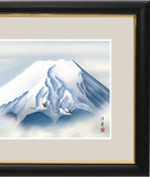 Sankoh Framed Mt. Fuji - G4-BF014L - Reimei Fuji (The morning Mt. Fuji & pair of cranes)