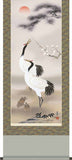 Sankoh Kakejiku - 9C1-025 - Sho Chiku Bai Tsuru Kame (Pair of Cranes & Pine, Bamboo, and Plum) - Free Shipping