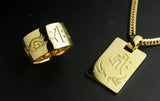 Saito - Buddha in Sanskrit Characters w/ Tribal 18Kt Gold Pendant Top
