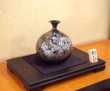 Fujii Kinsai Arita Japan - Tenmokuyu Platinum Zebra vase 25.50 cm - Free Shipping