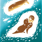 Kenema  - Kawauso dai shugo (カワウソ大集合) (Otters)  (The dyed Tenugui)- Japanese traditional Tenugui