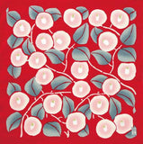 Takehisa Yumeji -Tsubaki(Camellia) Red つばき アカ - Furoshiki 48 x 48 cm