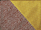 Komon - Double-Sided Dyeing - Kozakura x Asanoha (Broun x Gold Broun) 茶×金茶  105 x 105 cm - Furoshiki (Japanese Wrapping Cloth)