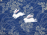Jiyufu - Viewing the moon Rabbit Navy  - Furoshiki - 118 x 118 cm