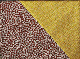 Komon - Double-Sided Dyeing - Kozakura x Asanoha (Broun x Gold Broun) 茶×金茶  50 x 50 cm - Furoshiki (Japanese Wrapping Cloth)