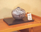 Fujii Kinsai Arita Japan - Tenmokuyu Platinum Ryusui Monyou Carp Vase 14.50 cm - Free Shipping