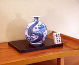 Fujii Kinsai Arita Japan - Somenishiki  Kinsai Oshidori (Mandarin duck) vase 17.50 cm ②　- Free Shipping