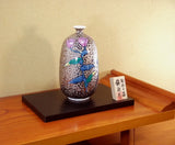 Fujii Kinsai Arita Japan - Somenishiki Platinum Hototogisu  Vase 22.50 cm - Free Shipping