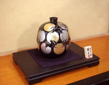 Fujii Kinsai Arita Japan - Tenmokuyu Gold & Platinum Rabbit Vase 24.50 cm - Free Shipping
