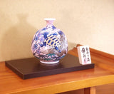 Fujii Kinsai Arita Japan - Somenishiki Kinsai Platinum Sho Chiku Bai Tsuru Kame Vase 17.50 cm - Free Shipping