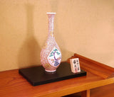 Fujii Kinsai Arita Japan - Somenishiki  Kinsai Chrysanthemum, Karakusa Wari  Vase 30.30 cm - Free Shipping