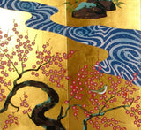Japanese Traditional Hand Paint Byobu (Gold Leaf Folding Screen) - T 43 - Free Shipping