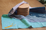 Kata Kata - Fin whale  Blue オーガニック ナガスクジラ ブルー- Furoshiki   50 x 50 cm