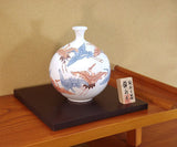 Fujii Kinsai Arita Japan - Somenishiki Crane in Snow Vase 21.20 cm - Free Shipping